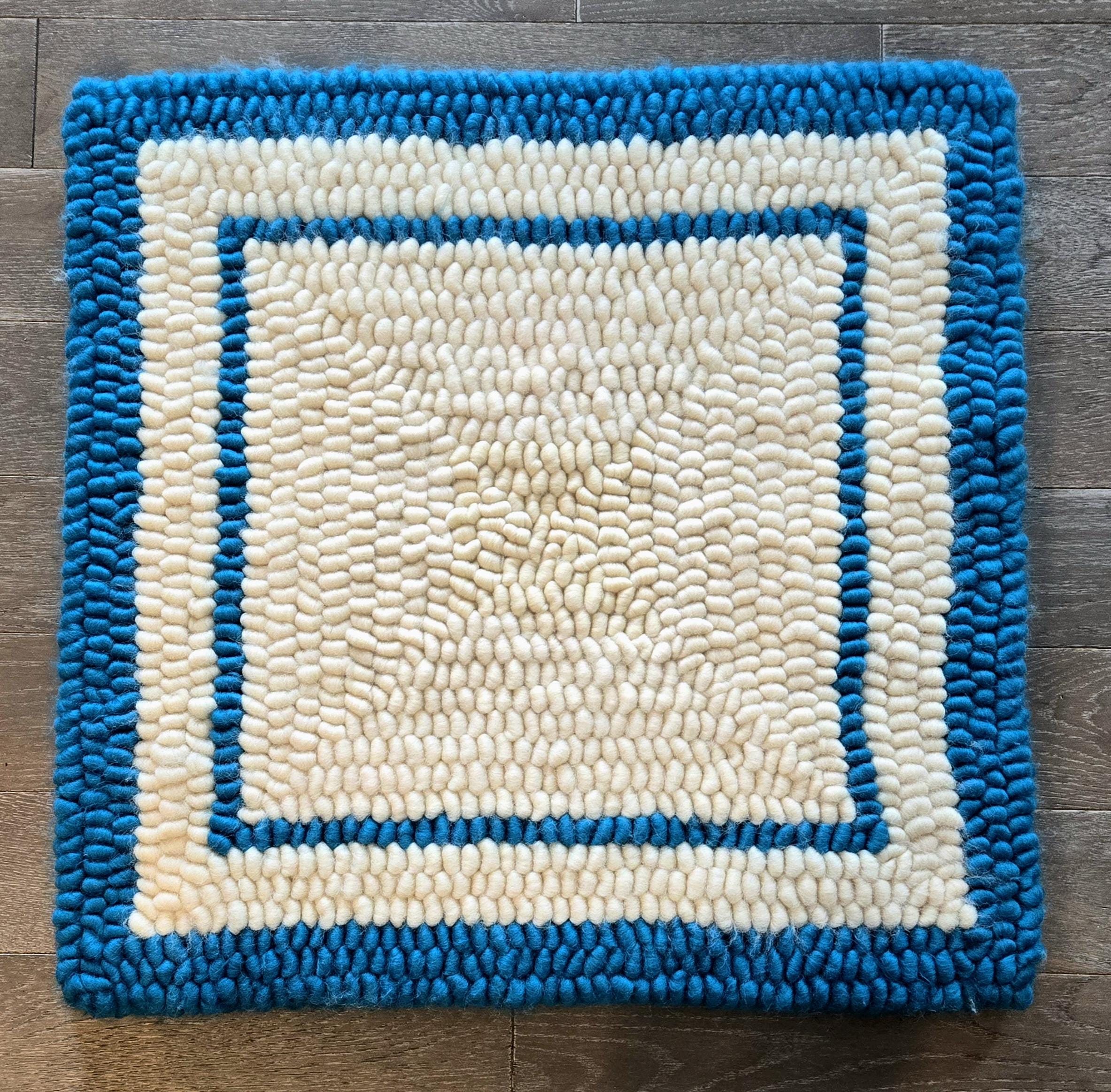 Blue and White Pulled Wool Saddle Pad, 30" x 30", Cheviot Wool