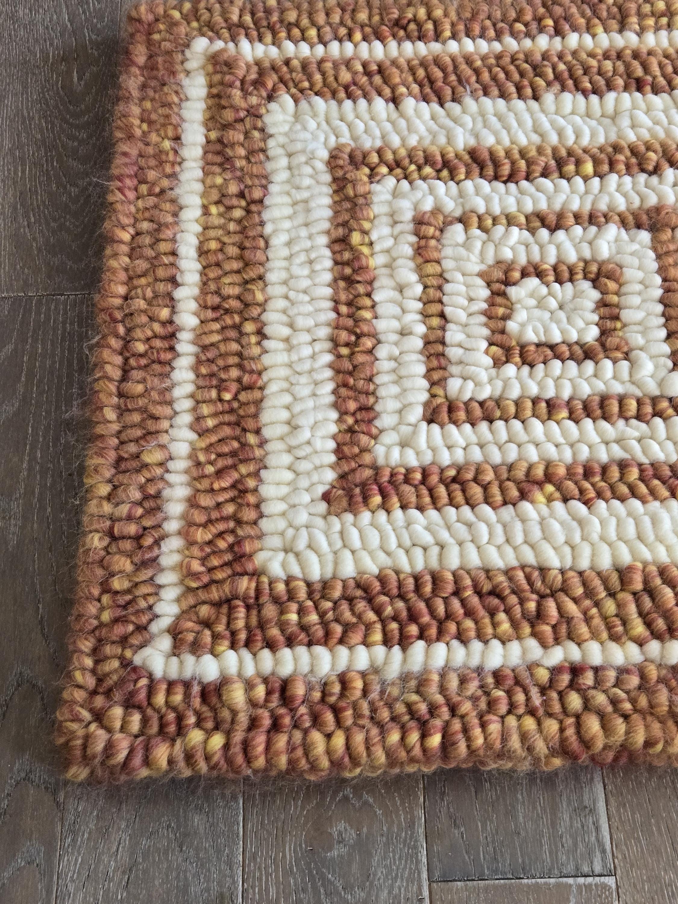 Orange and White Pulled Wool Pad, 29" x 29", Merino Wool