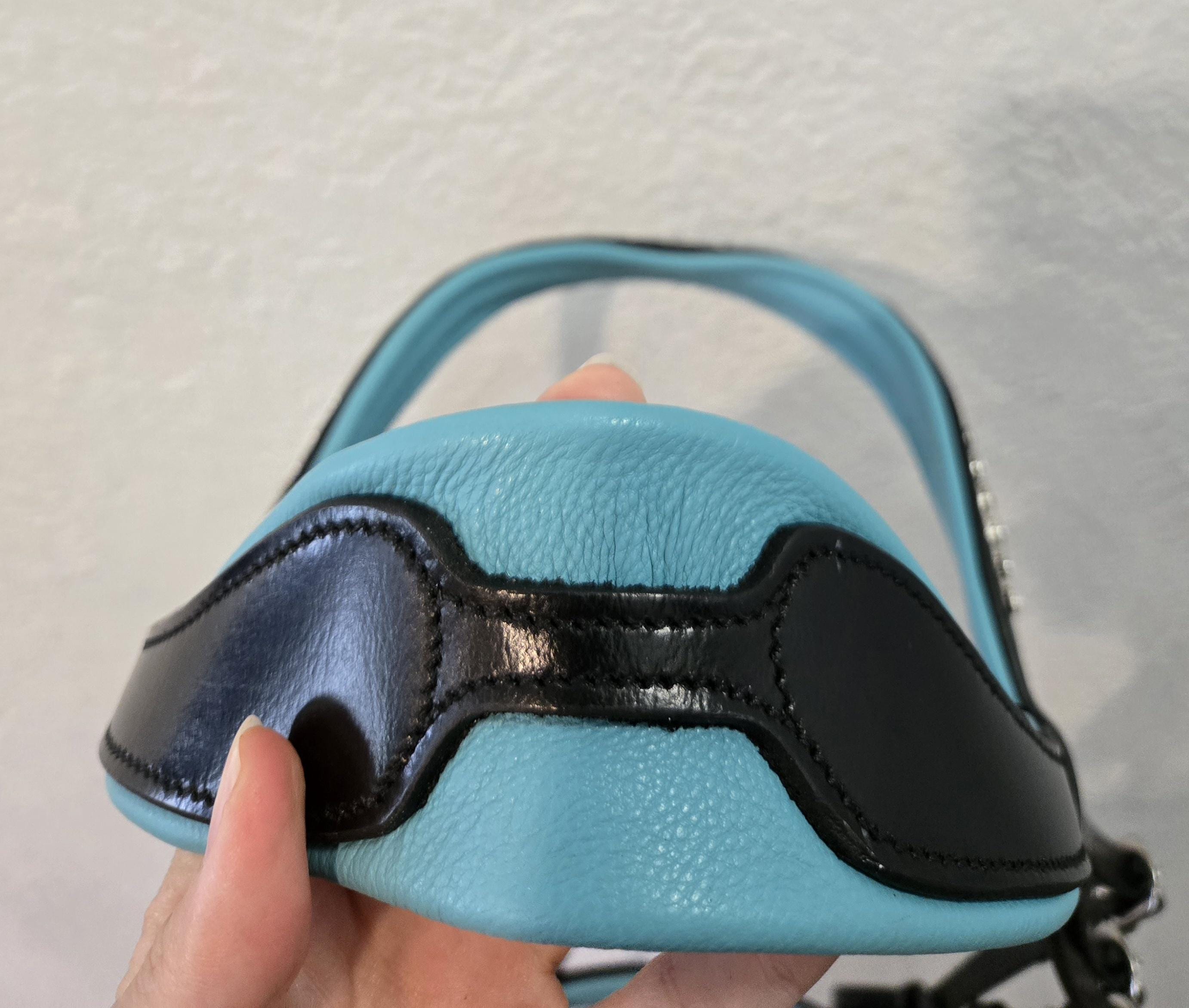 Bling Browband Dressage Bridle with Turquoise Leather Padding, Full Horse Size, with matching rubber reins