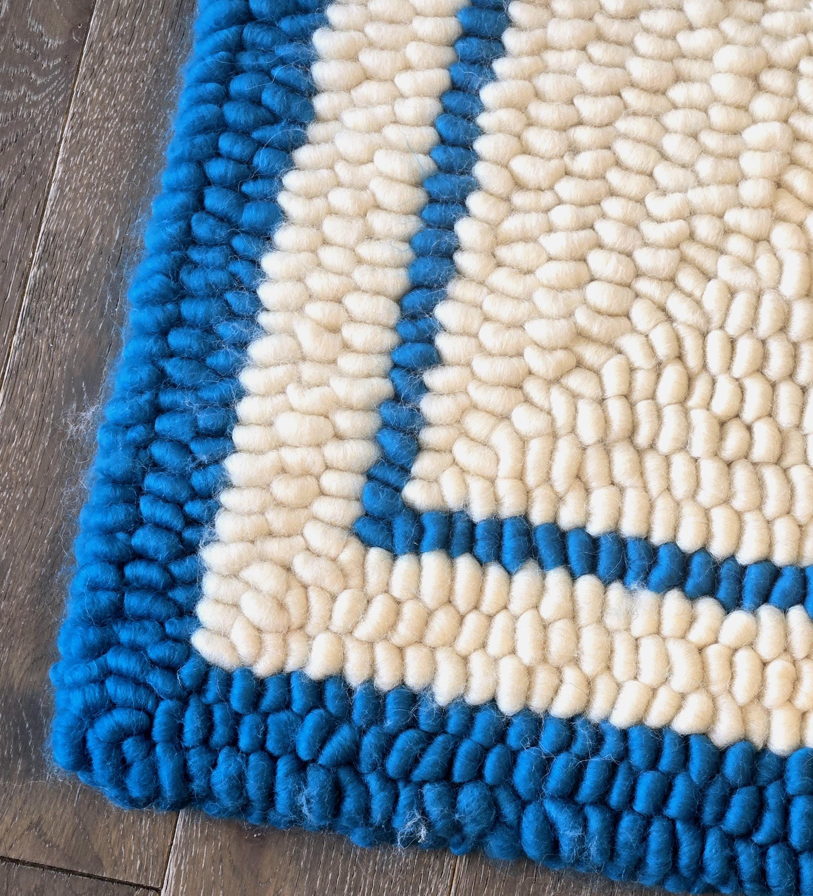 Blue and White Pulled Wool Saddle Pad, 30" x 30", Cheviot Wool
