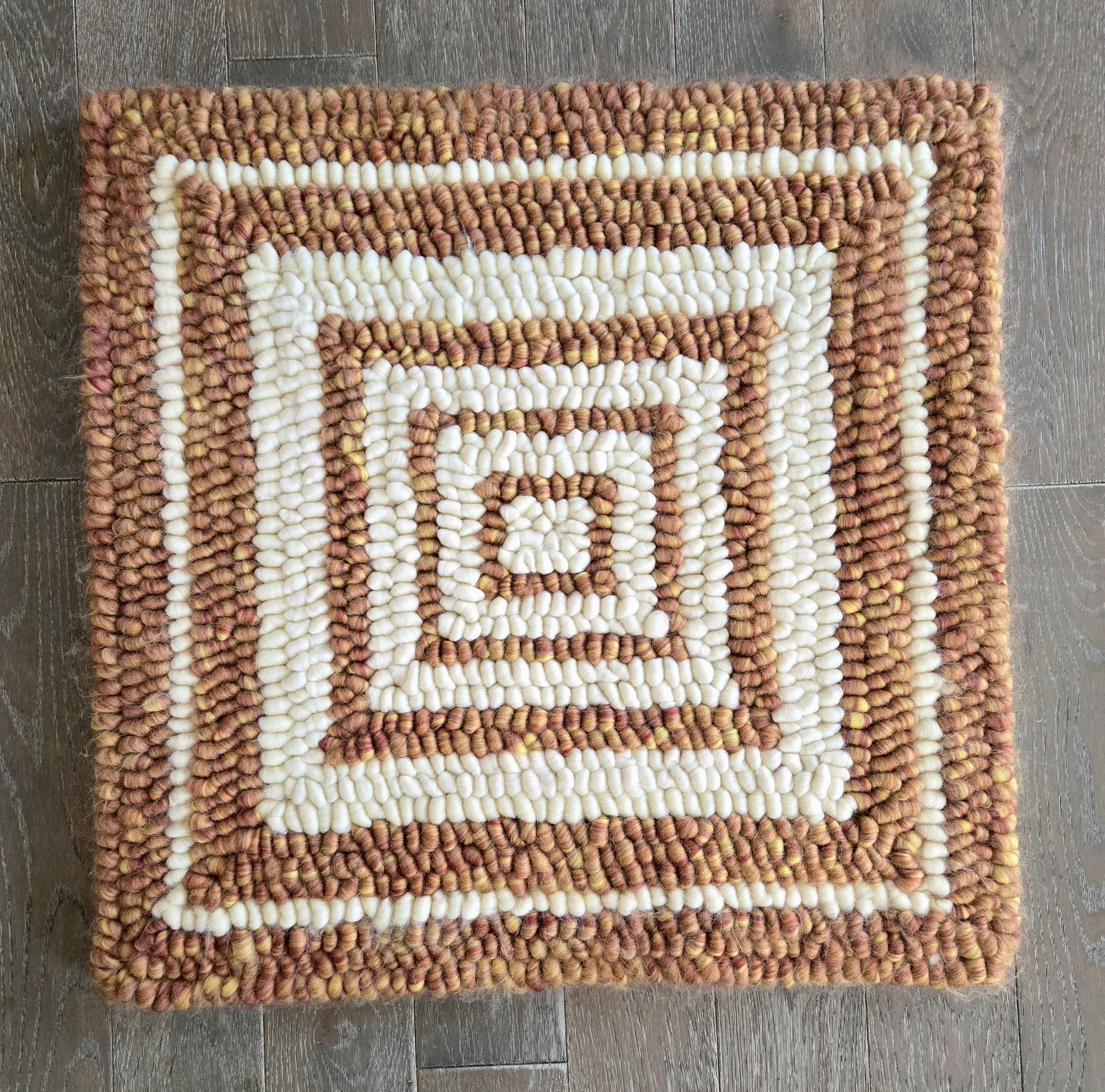 Orange and White Pulled Wool Pad, 29" x 29", Merino Wool