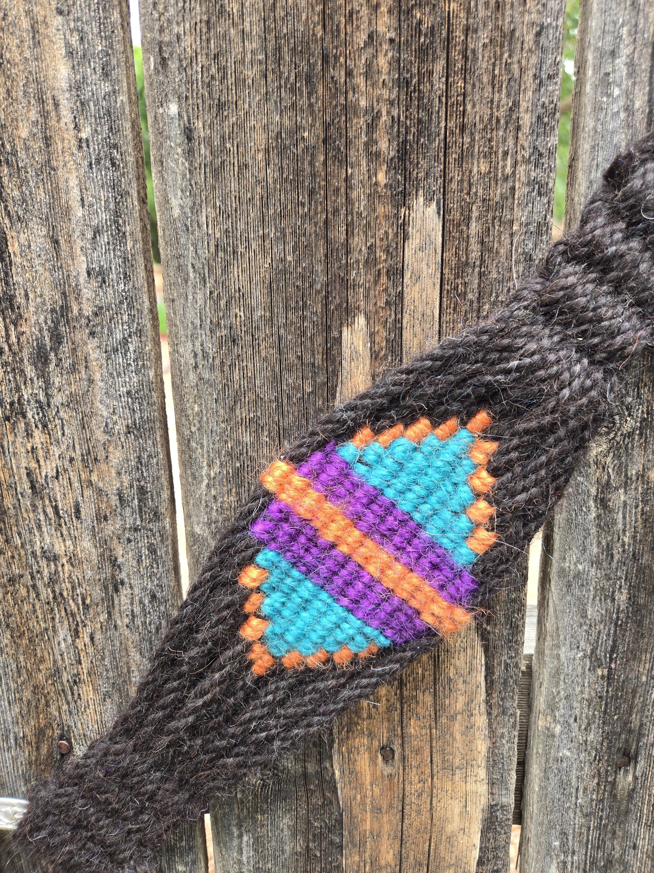 Handmade Mohair Breast Collar with Teal Leather Tugs