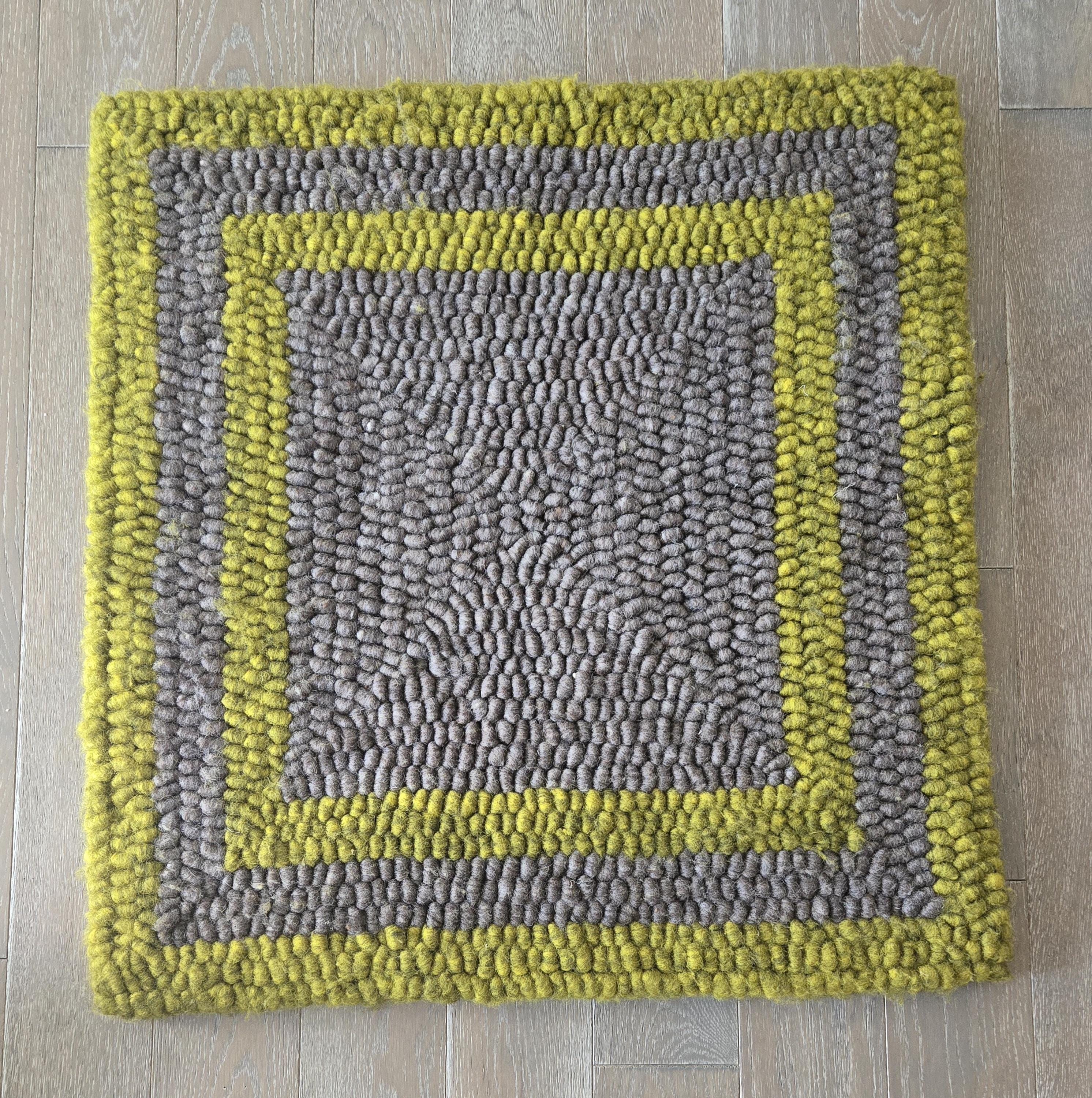 Sunflower and Grey Pulled Wool Saddle Pad, 30" x 32", Corriedale Wool