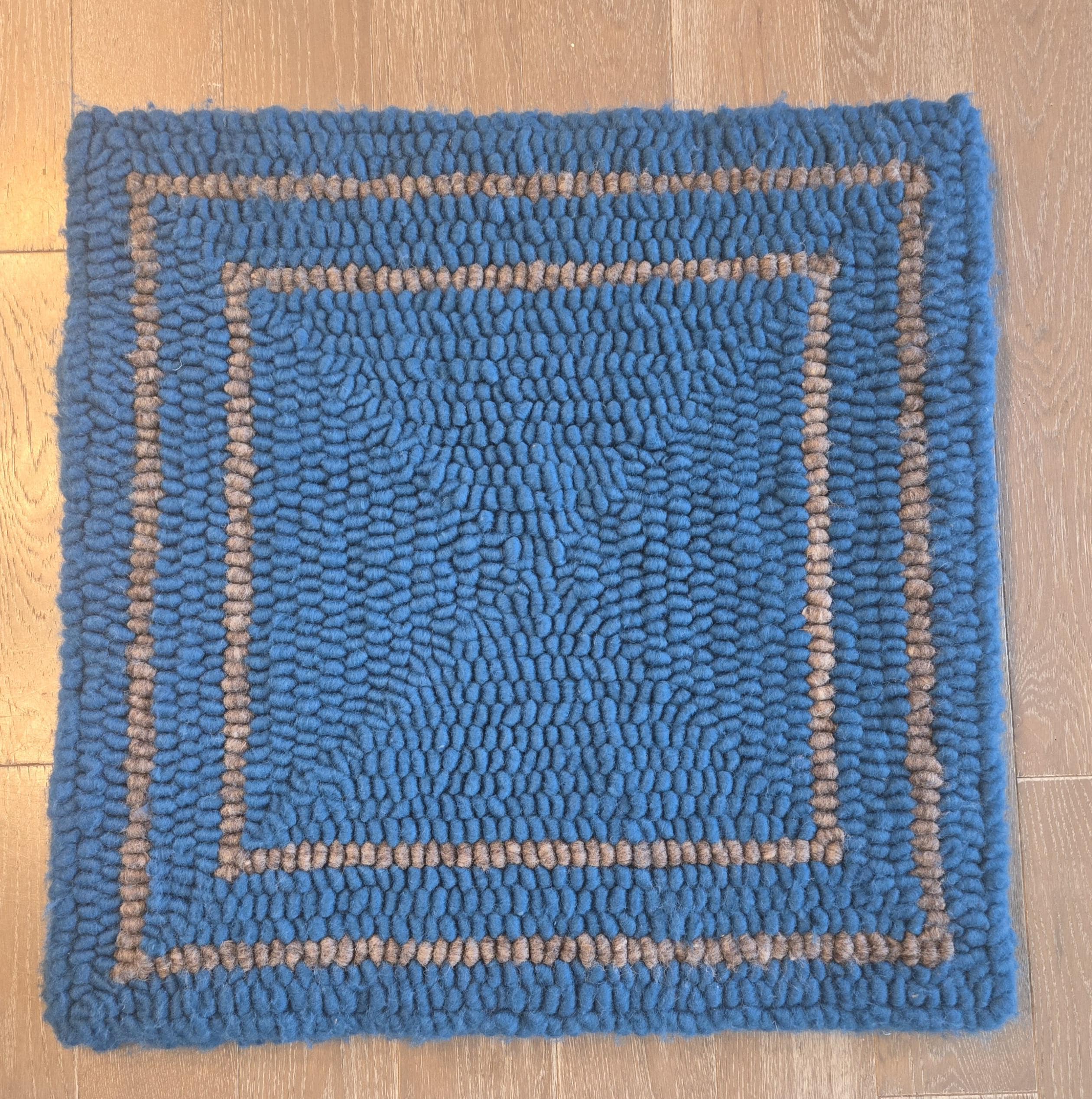 Blue and Grey Pulled Wool Saddle Pad, 30" x 30", Corriedale Wool