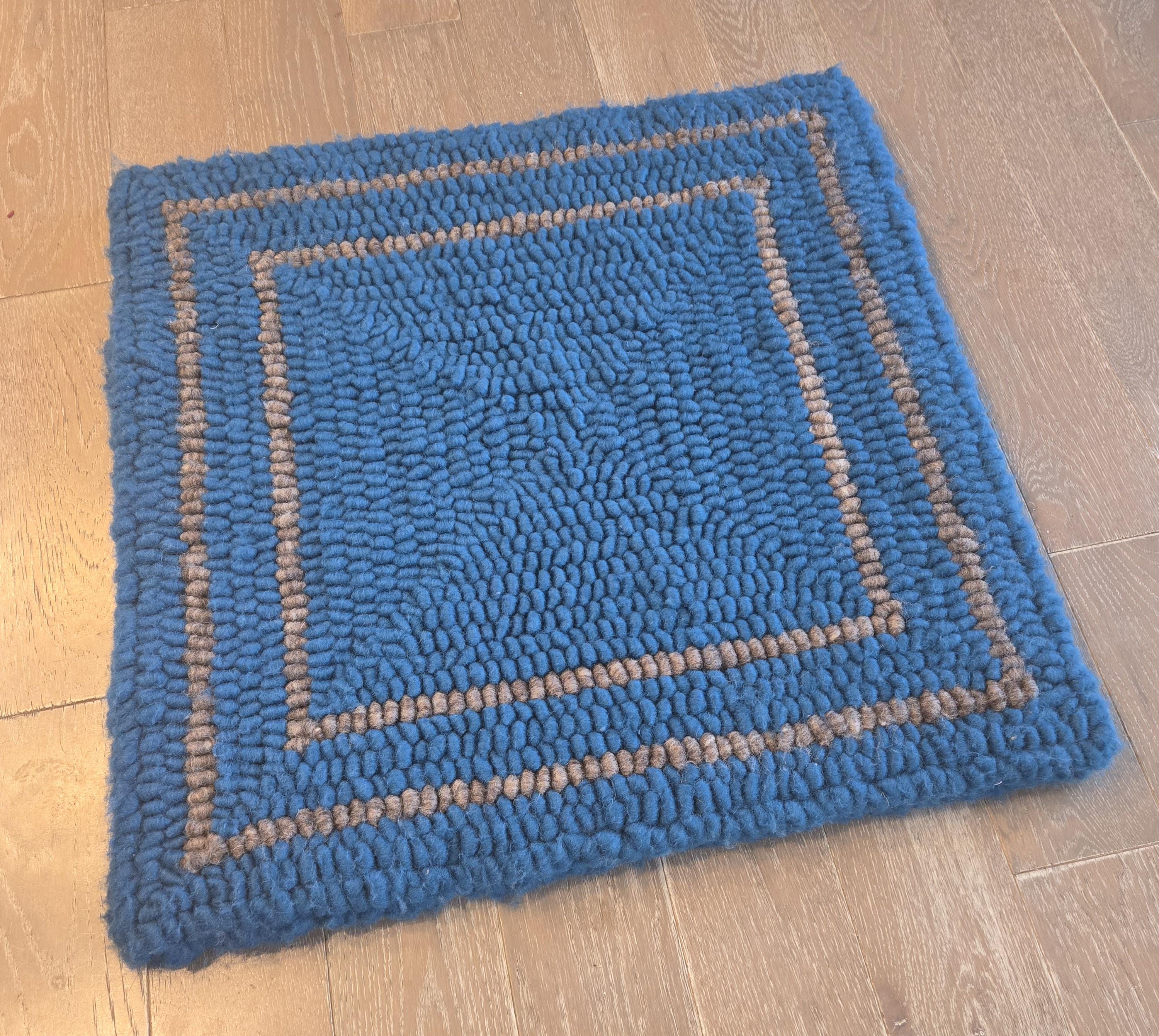 Blue and Grey Pulled Wool Saddle Pad, 30" x 30", Corriedale Wool