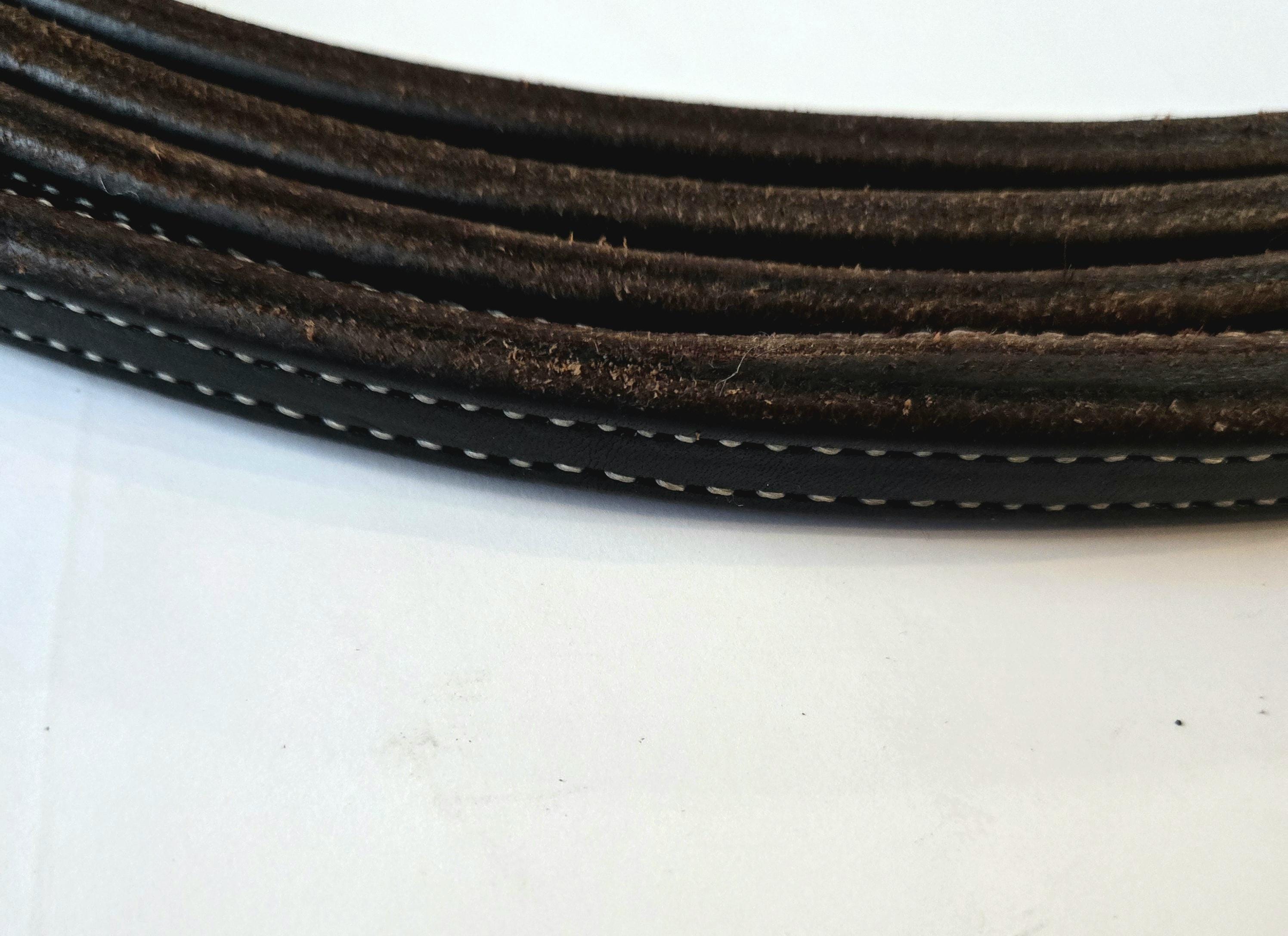 Split reins, dark oil, stitched with weighted ends, 8ft, 5/8"