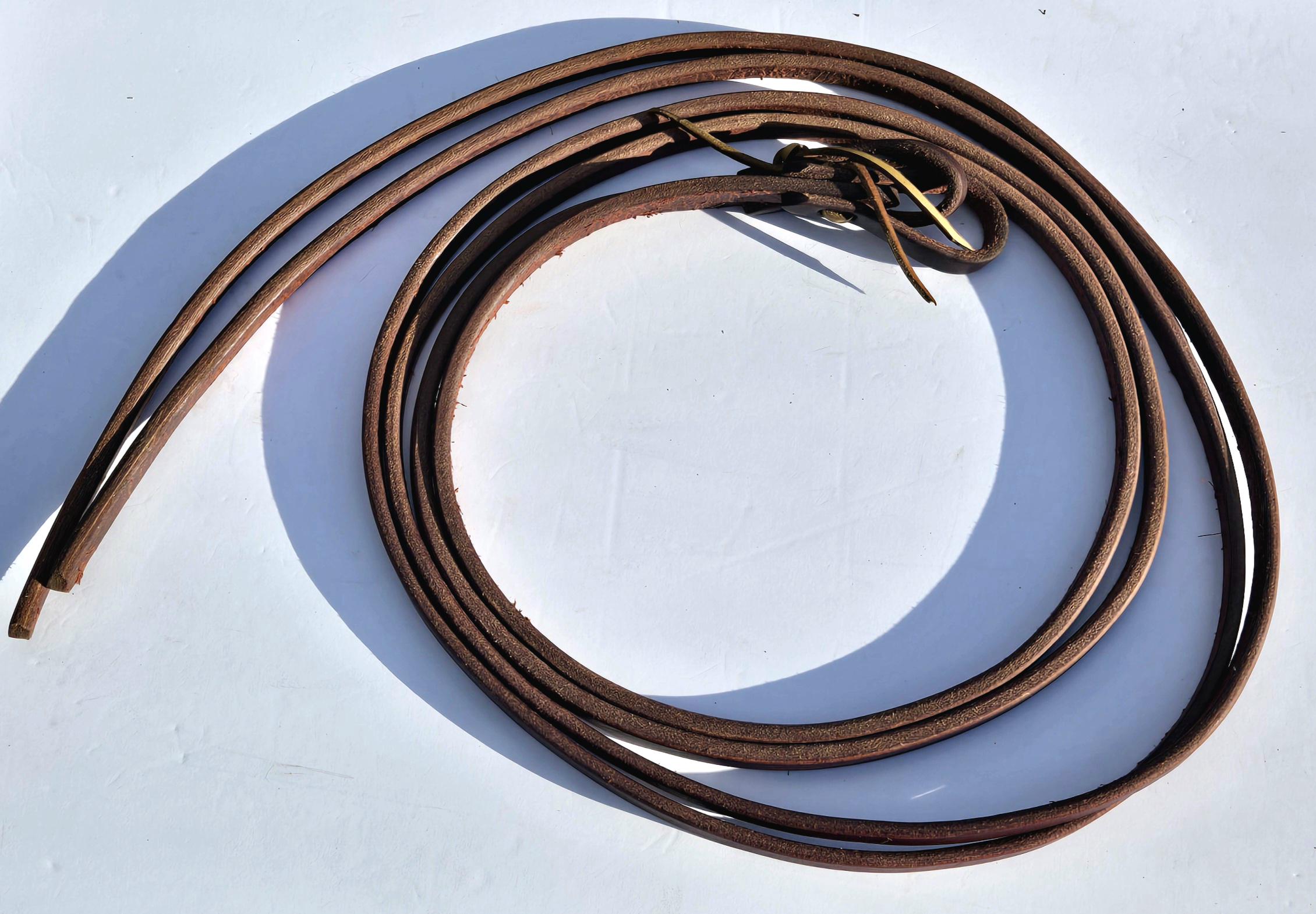 Weighted split reins, reddish brown, 8ft, 5/8", butter soft leather