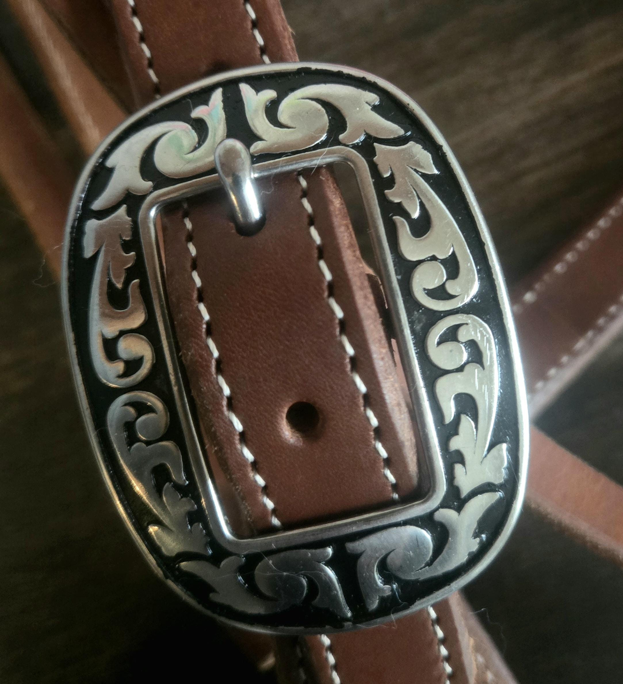Draft size browband headstall, butter soft leather, fancy J Watt buckles