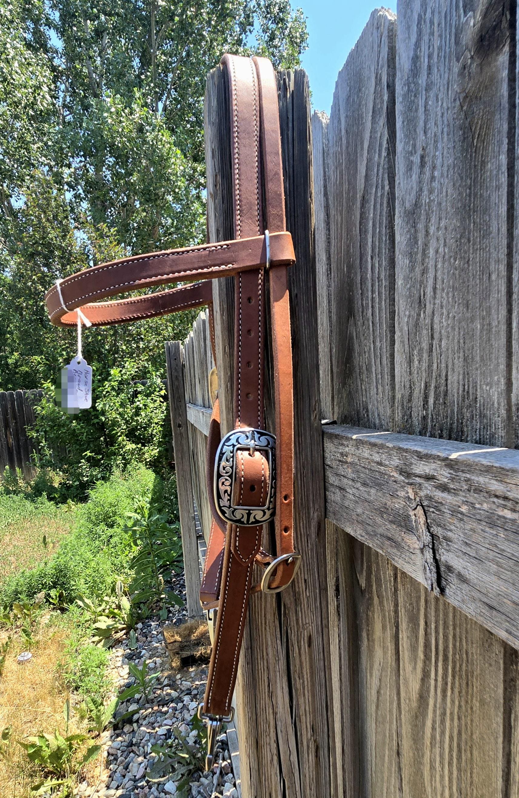 Draft size browband headstall, butter soft leather, fancy J Watt buckles