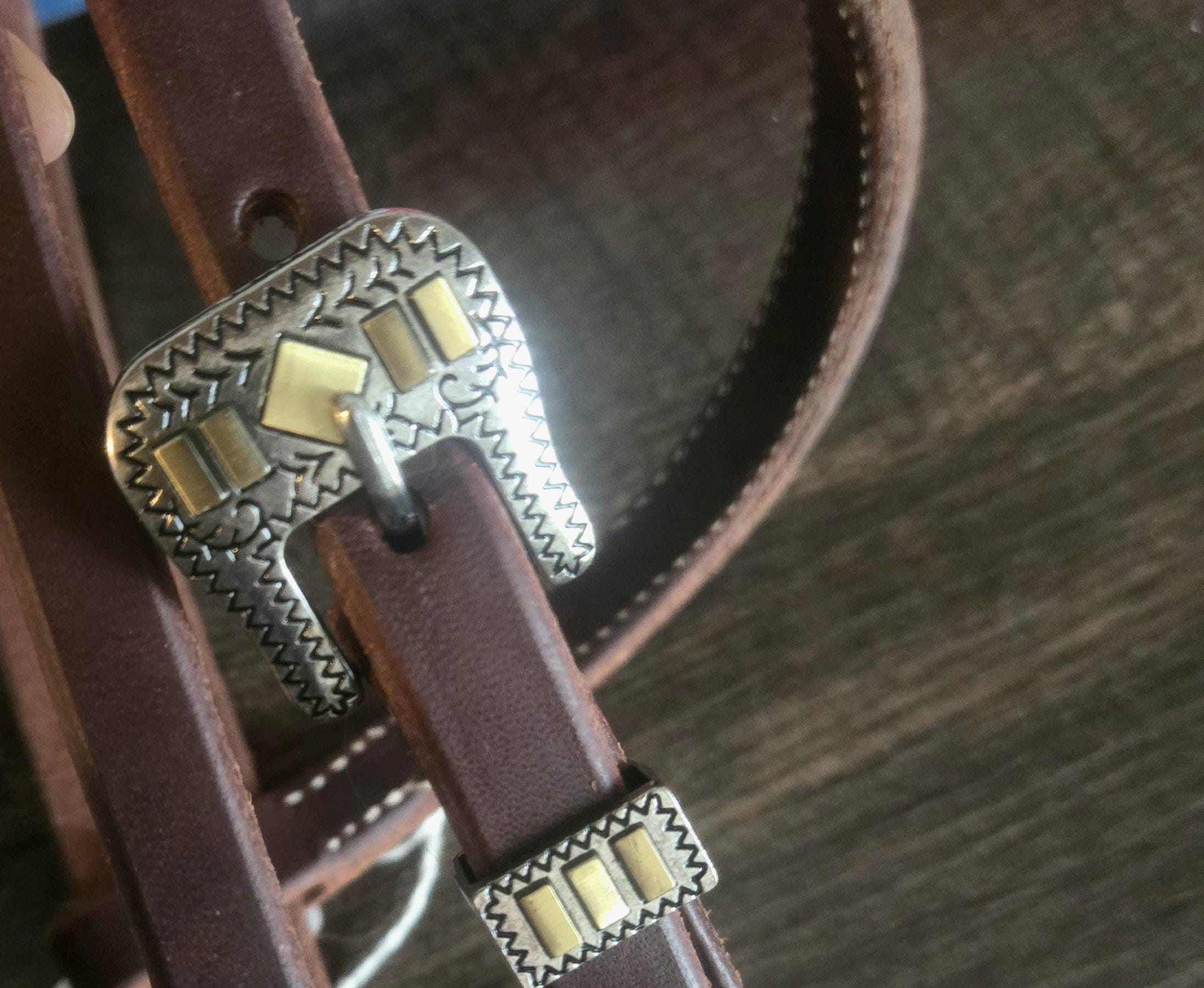 Pony size browband headstall, butter soft leather, fancy buckles
