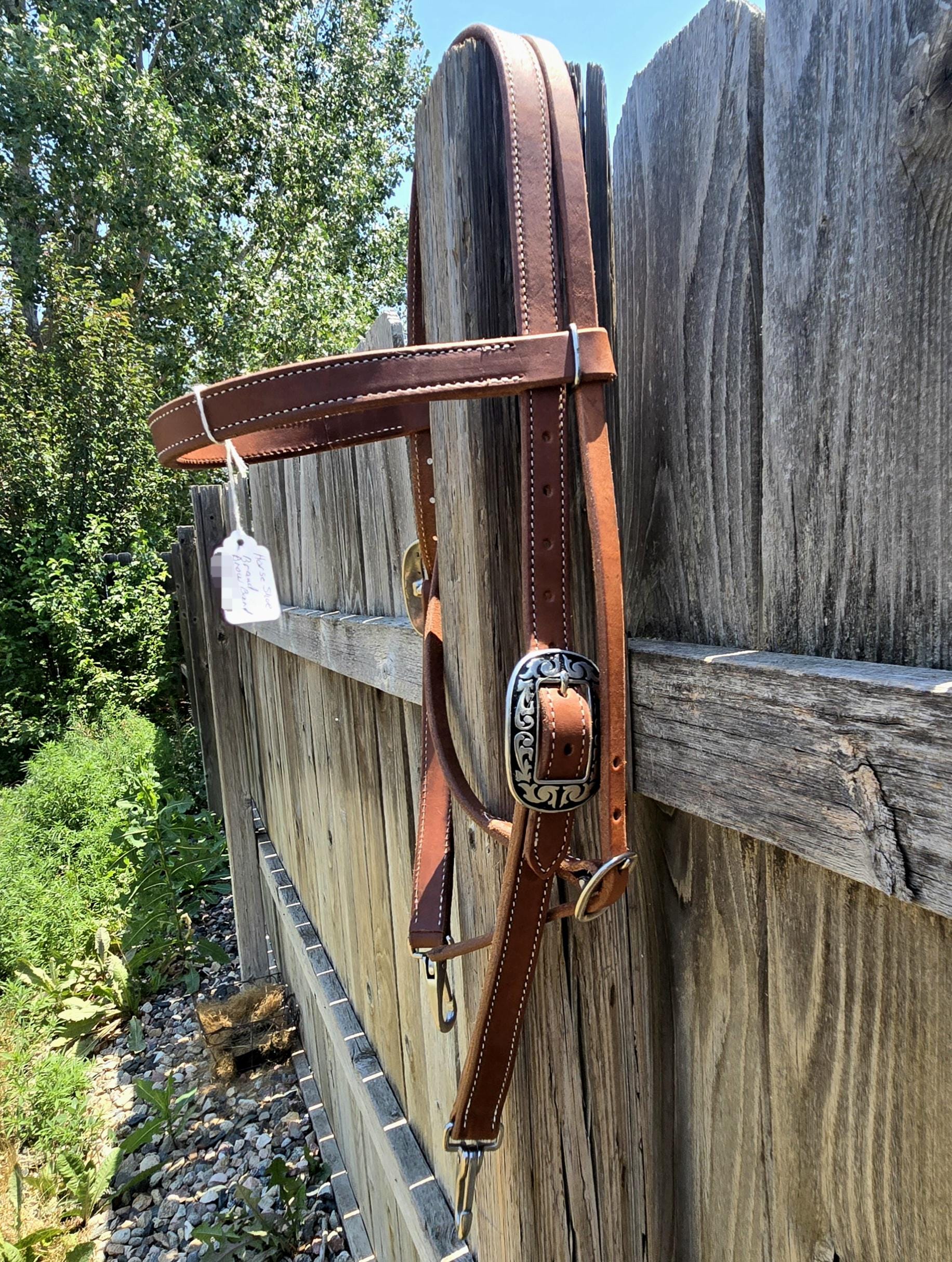 Draft size browband headstall, butter soft leather, fancy J Watt buckles
