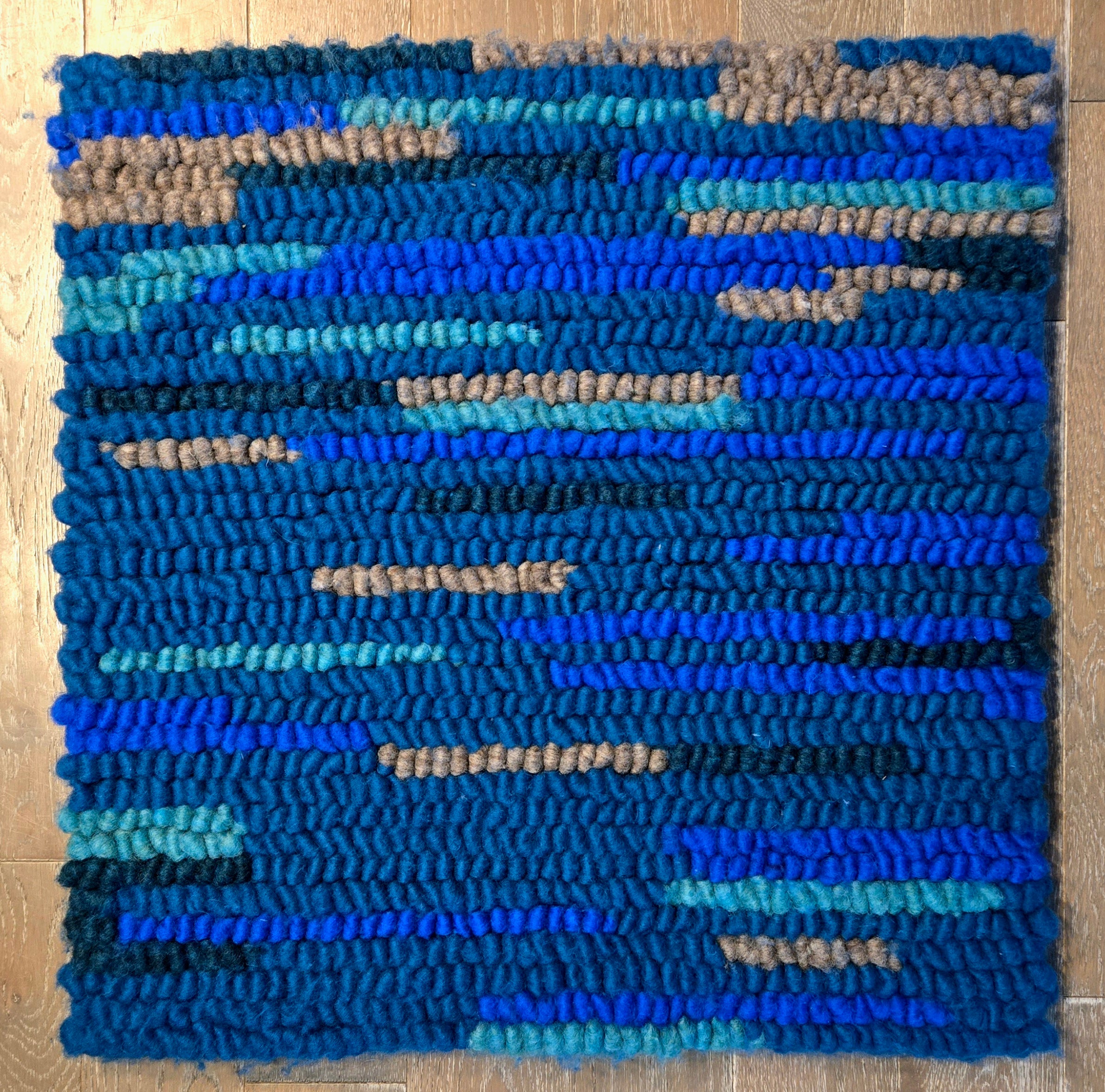 Pulled Wool Saddle Pad, 30x30, Blue Boho, Corriedale wool