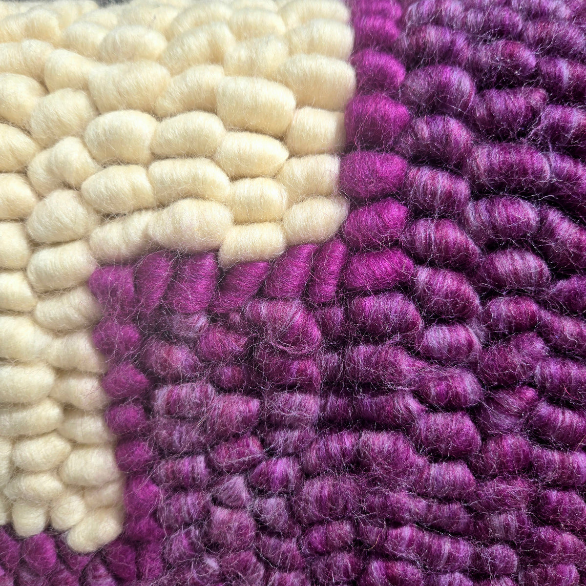 Pulled Wool Saddle Pad, 31" x 31", Purple Cheviot and Cream Mixed Breed Wool
