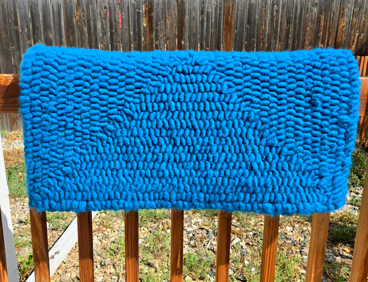 Pulled Wool Saddle Pad, 28x28, Blue Corriedale Wool