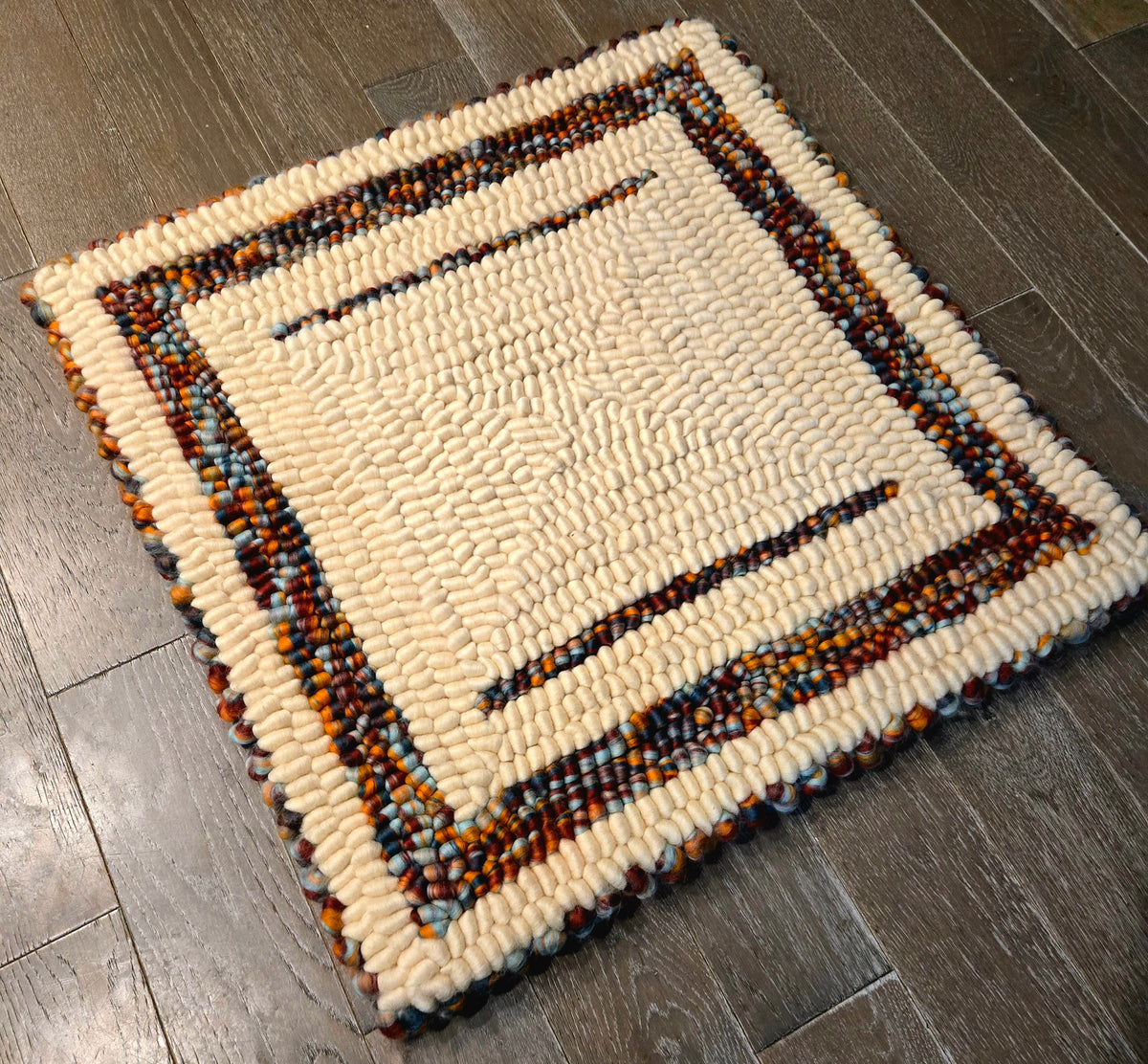 Pulled Wool Saddle Pad, 31"x31", Fire and Ice Merino Wool and Cream Mixed Breed Wool