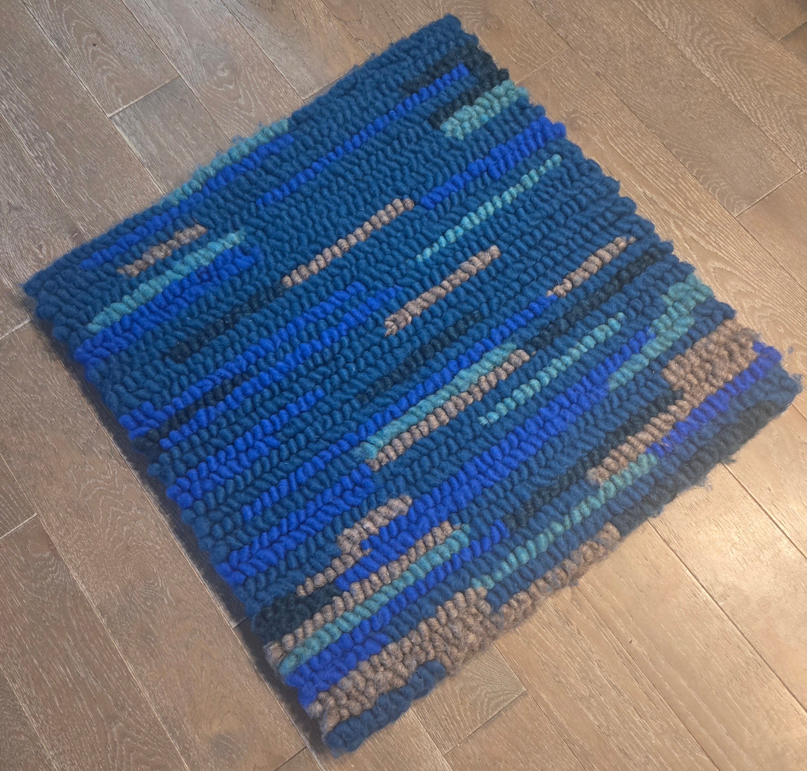 Pulled Wool Saddle Pad, 30x30, Blue Boho, Corriedale wool