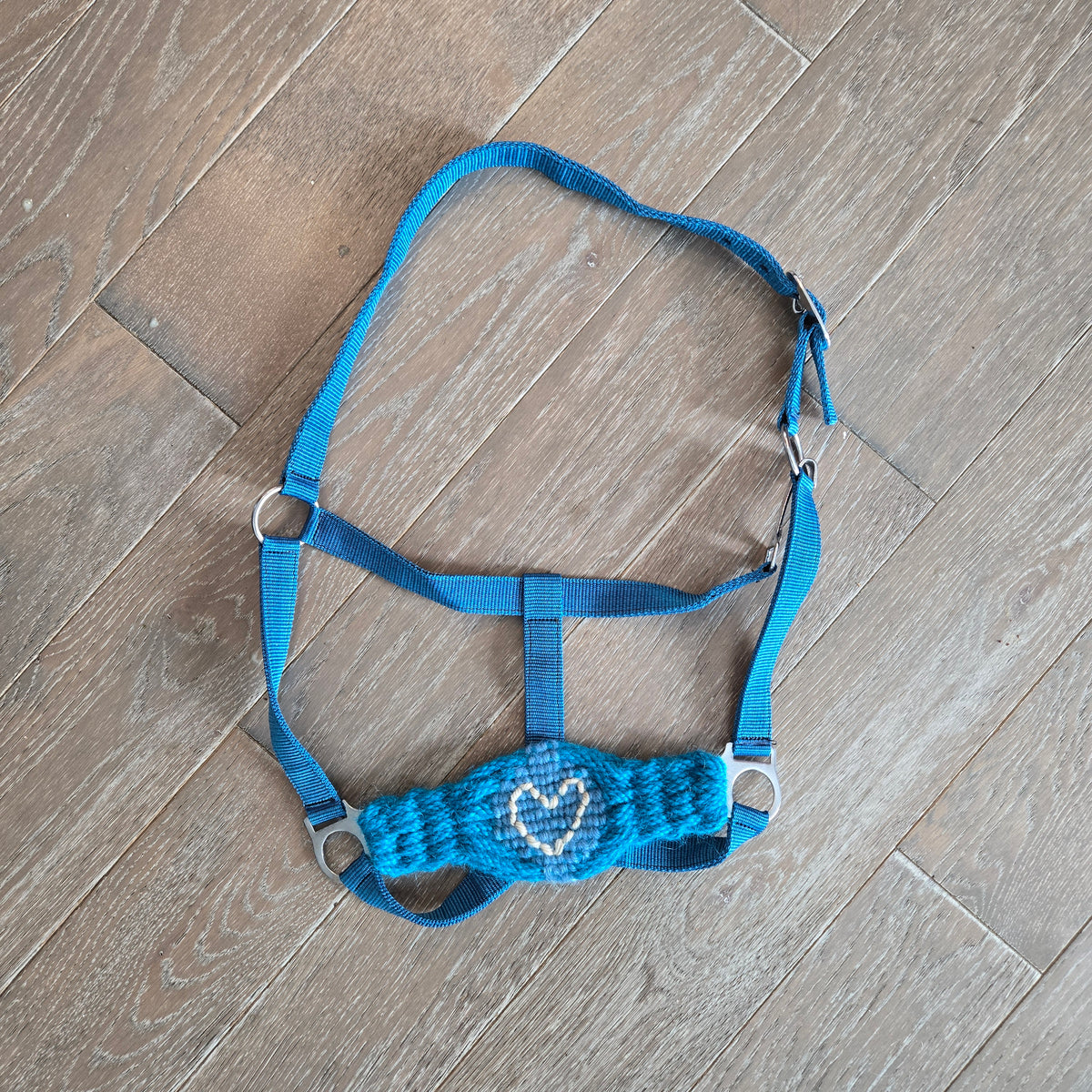 Blue halter with mohair noseband