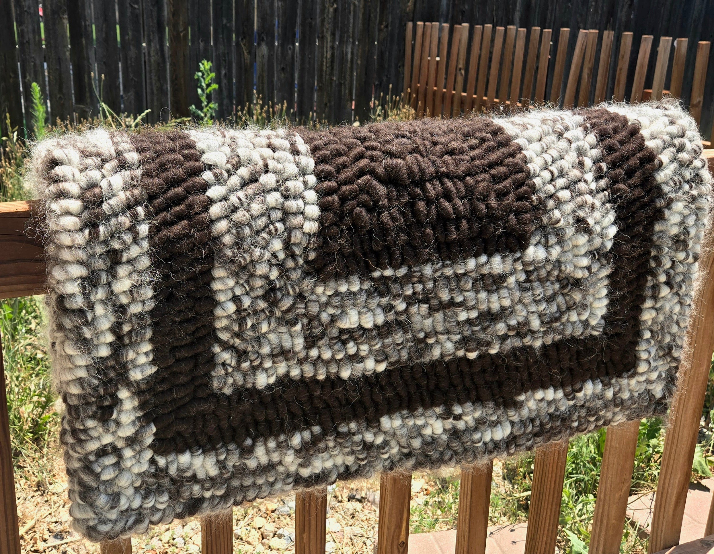 Brown and White Pulled Wool Saddle Pad, 30 x 30, Jacob Wool