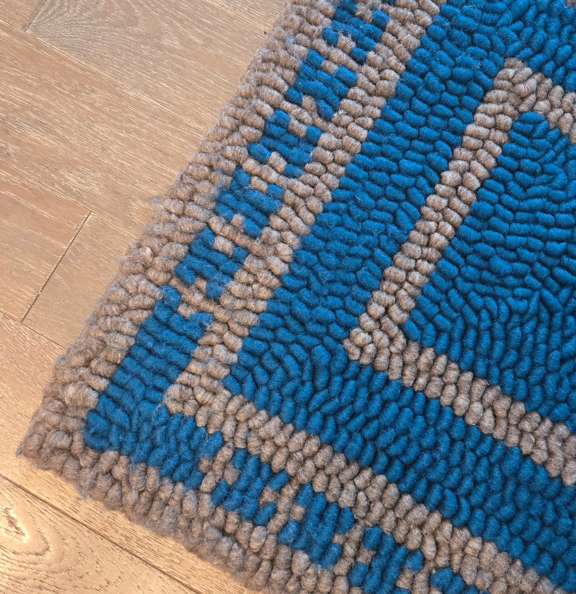 Pulled Wool Saddle Pad, Blue and grey, corriedale wool