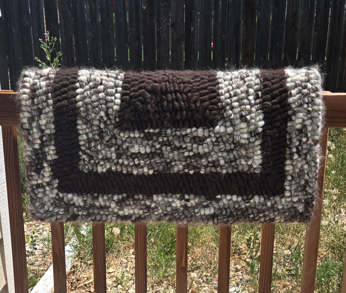 Brown and White Pulled Wool Saddle Pad, 30 x 30, Jacob Wool