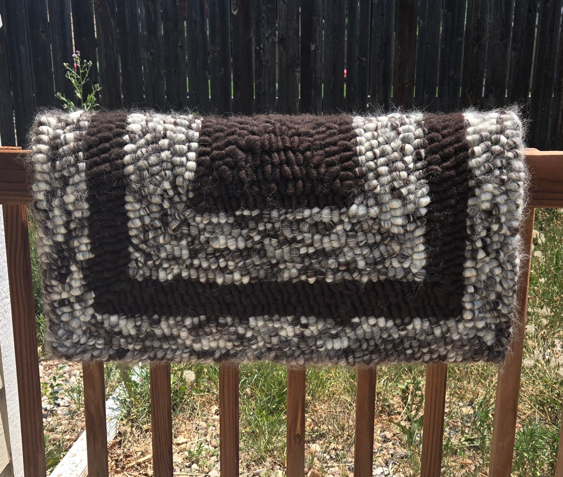 Brown and White Pulled Wool Saddle Pad, 30 x 30, Jacob Wool