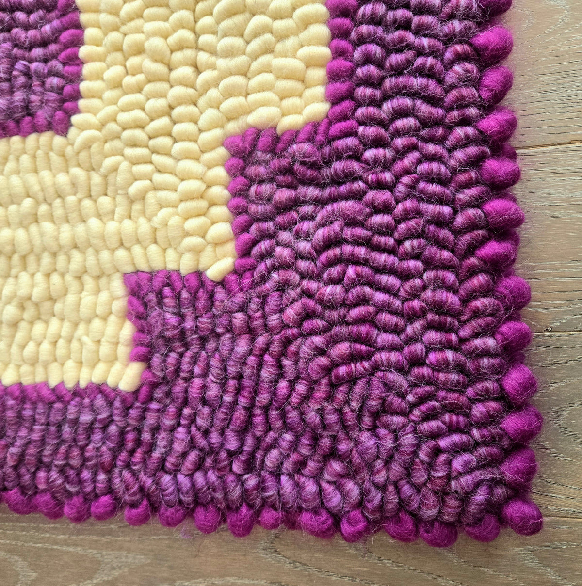 Pulled Wool Saddle Pad, 31" x 31", Purple Cheviot and Cream Mixed Breed Wool