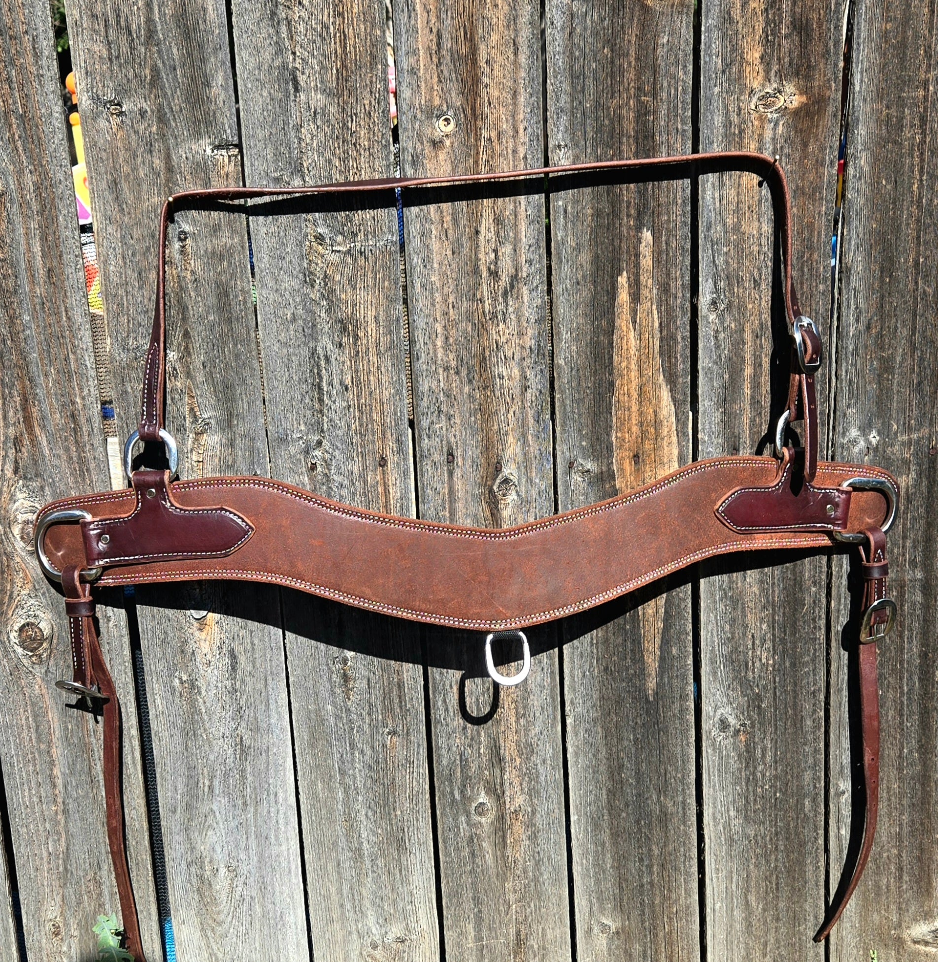 Arizona tripping style breast collar, rough out leather