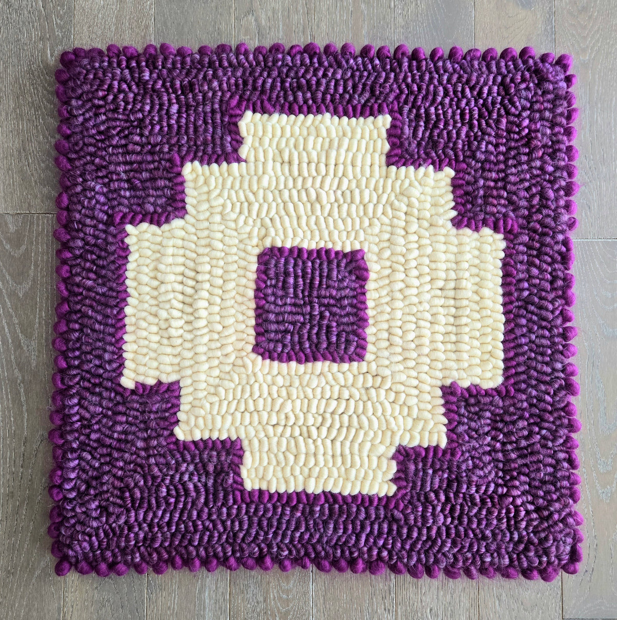 Pulled Wool Saddle Pad, 31" x 31", Purple Cheviot and Cream Mixed Breed Wool