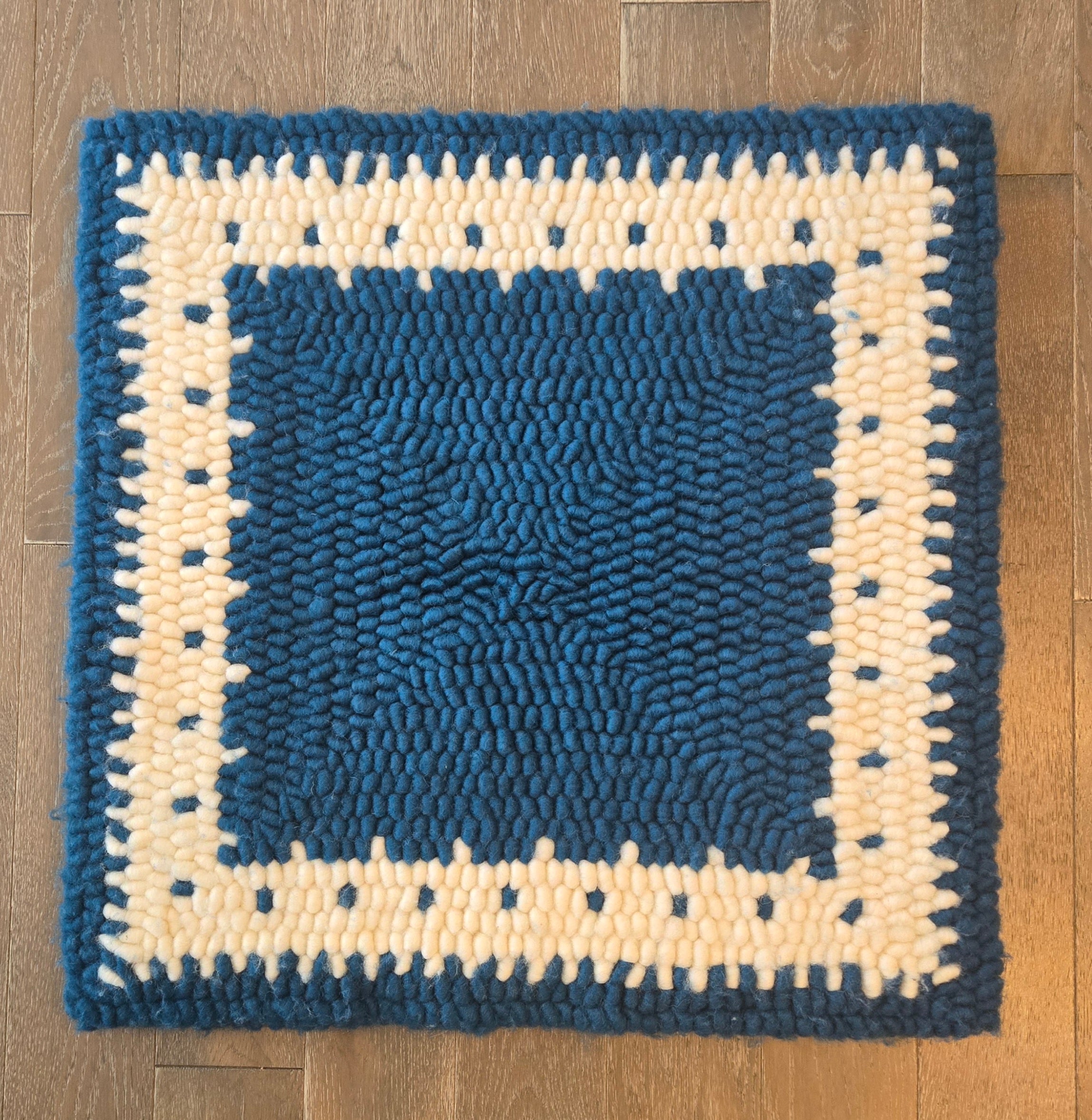 Blue and White Pulled Wool Saddle Pad, 30x30, Corriedale Wool