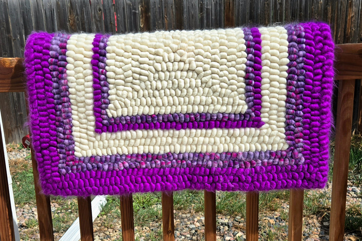 Pulled Wool Saddle Pad, 30x30, Purple and White Merino Wool