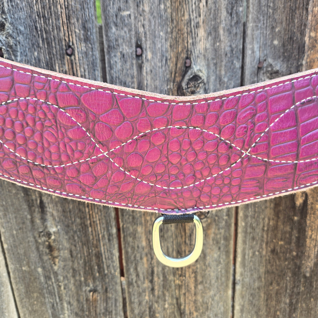 Arizona style tripping breast collar, purple mock croc overlay