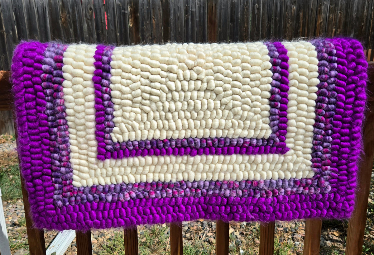 Pulled Wool Saddle Pad, 30x30, Purple and White Merino Wool